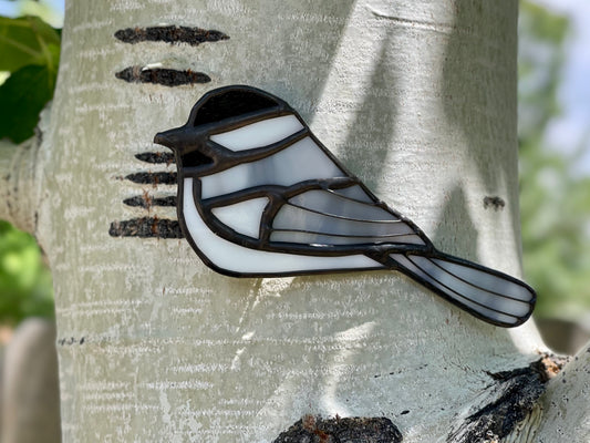 Stained Glass Wall Hanging- Chickadee Bird