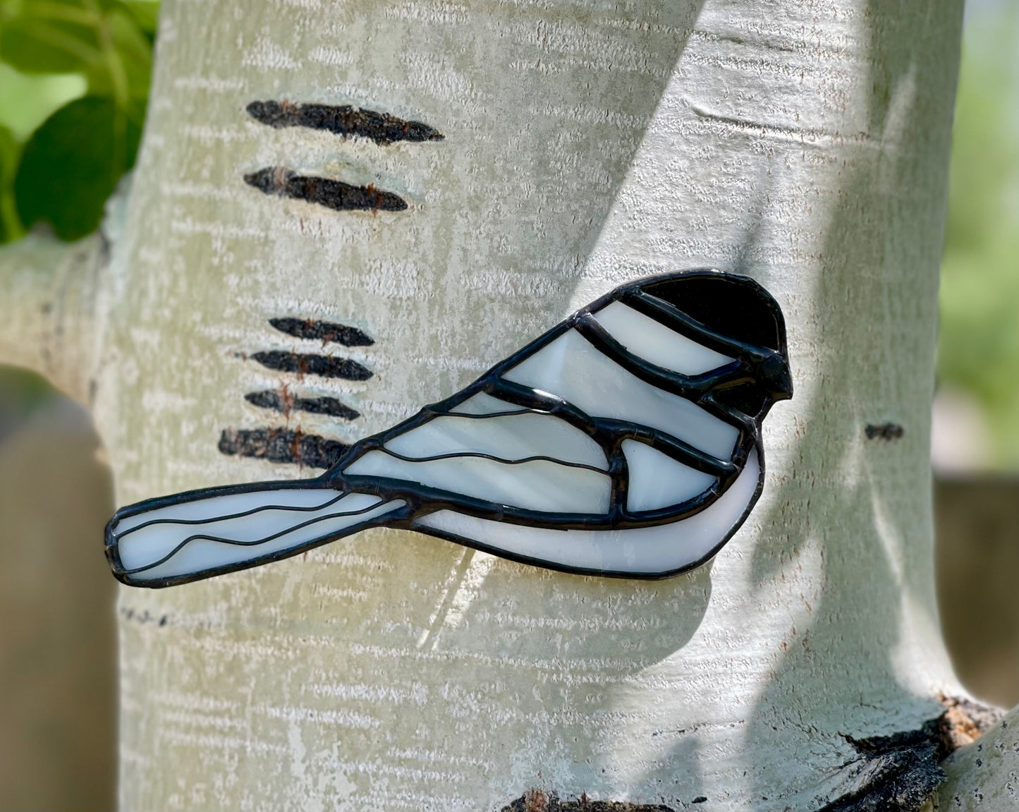 Stained Glass Wall Hanging- Chickadee Bird