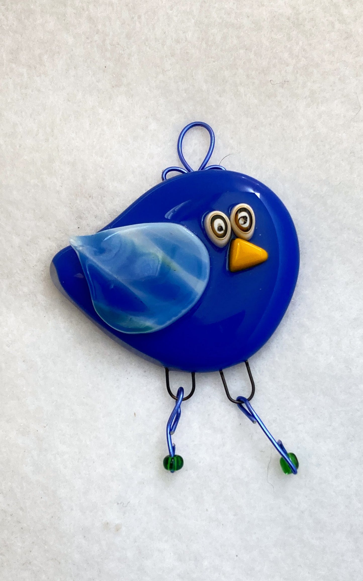 Fused Glass Ornament - "Blue Bird"