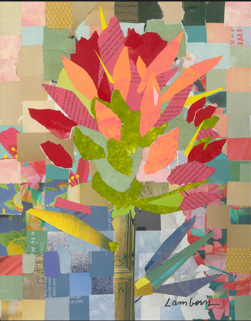 Original Collage on Canvas- "Indian Paintbrush 2"