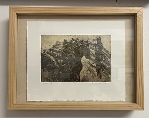 " Saddled Up " Aquatint Etching