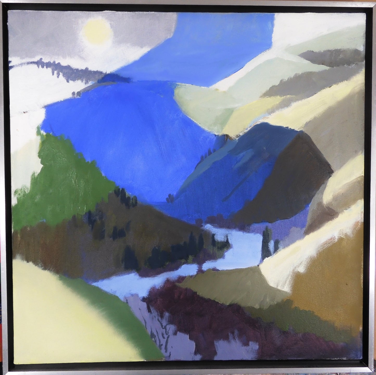 Framed Original Oil Painting- " Valley Blues " River