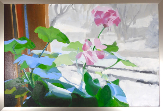 Framed Original Oil Painting- "Winter Garden"