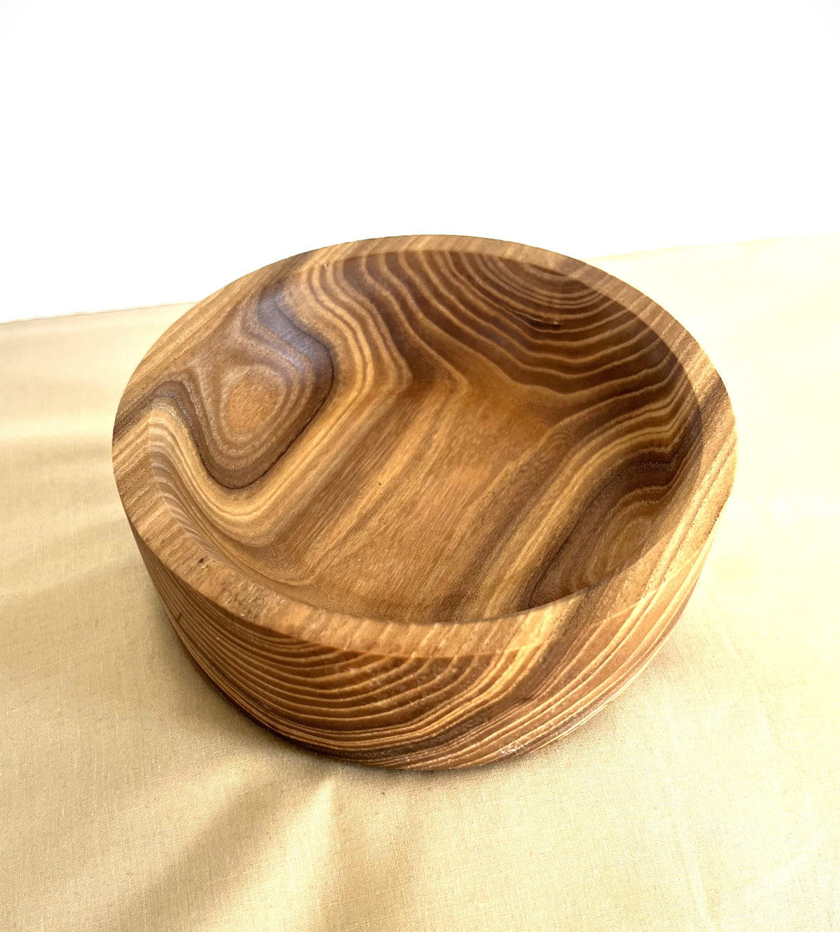 Wood Turned Bowl - Olive Wood 5" with Symmetric Grain Pattern