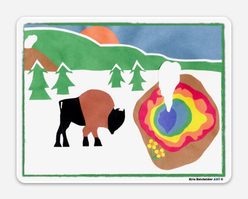" Winter Yellowstone Buffalo" Paper Collage Art