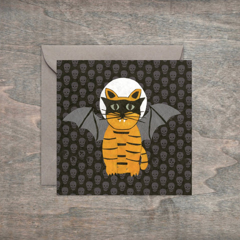 " Bat Cat " Paper Collage Art