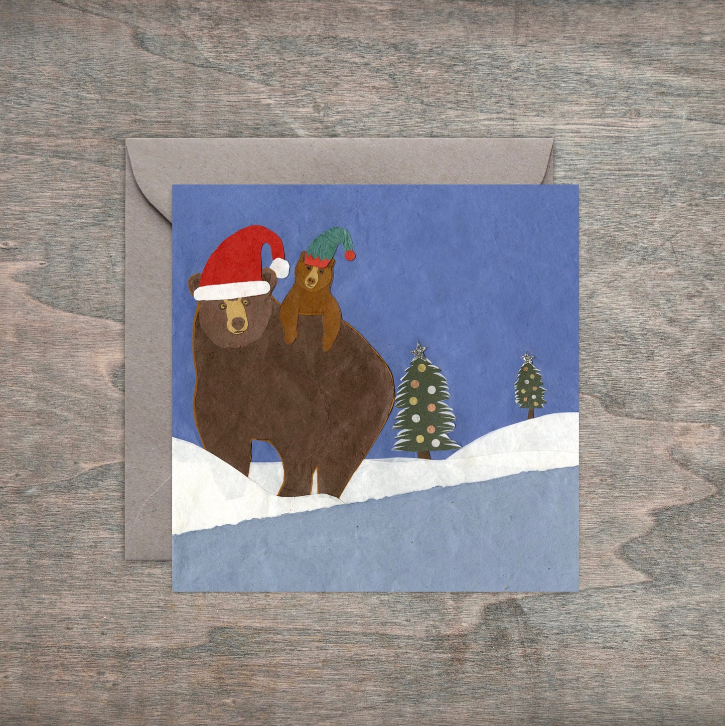 " Christmas Bears " Paper Collage Art