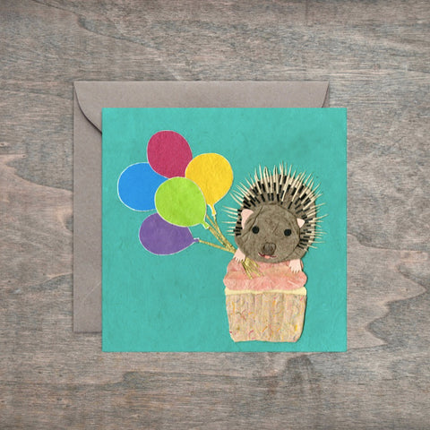 " Porcupine Cupcake " Paper Collage Art