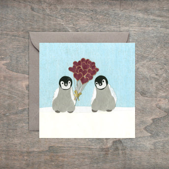 " Baby Penguin Love " Paper Collage Art