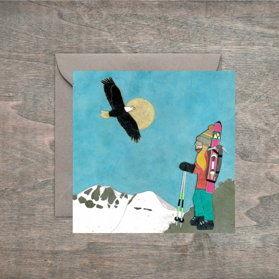 " Skier Chick " Paper Collage Art