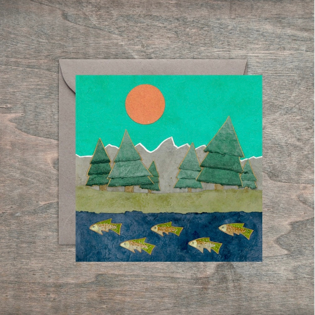 " Teton Stream Dream " Paper Collage Art