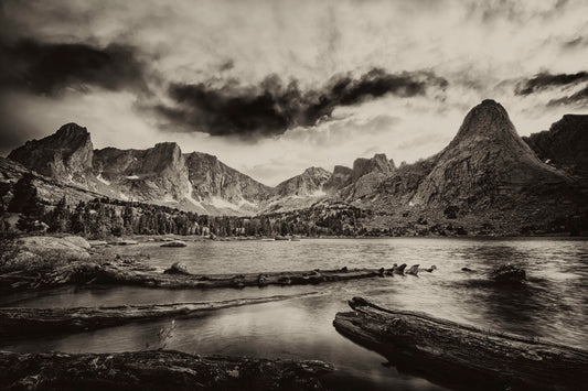 " Stormy Lonesome Lake " Black and White Lustre Print