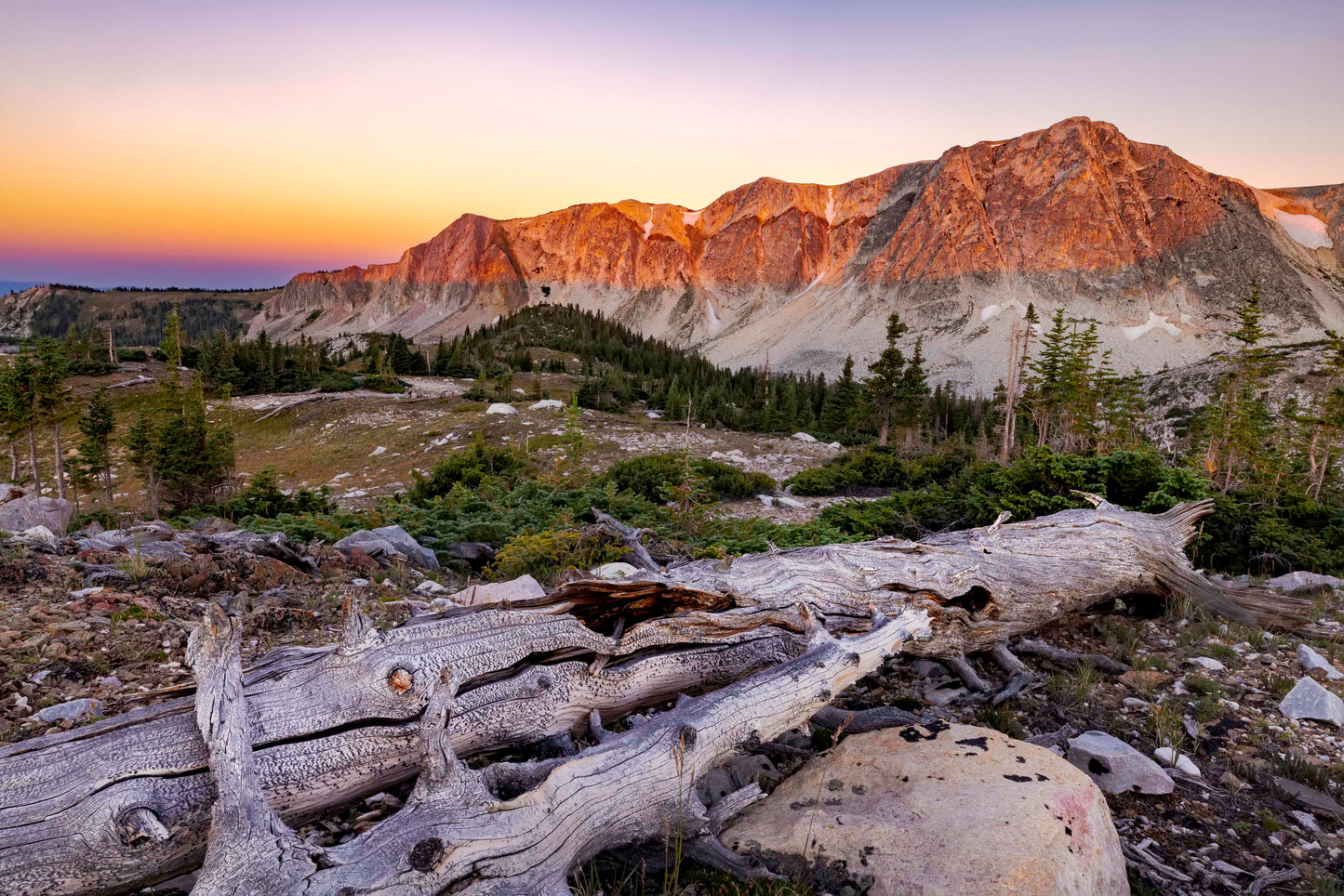 " Medicine Bow Morning View " Lustre Print Photographer: Kyle Spradley  Summer sunrise from a viewpoint of Medicine Bow Peak above the Lakes Trail in the Snowy Range Mountains just west of Laramie Wyoming