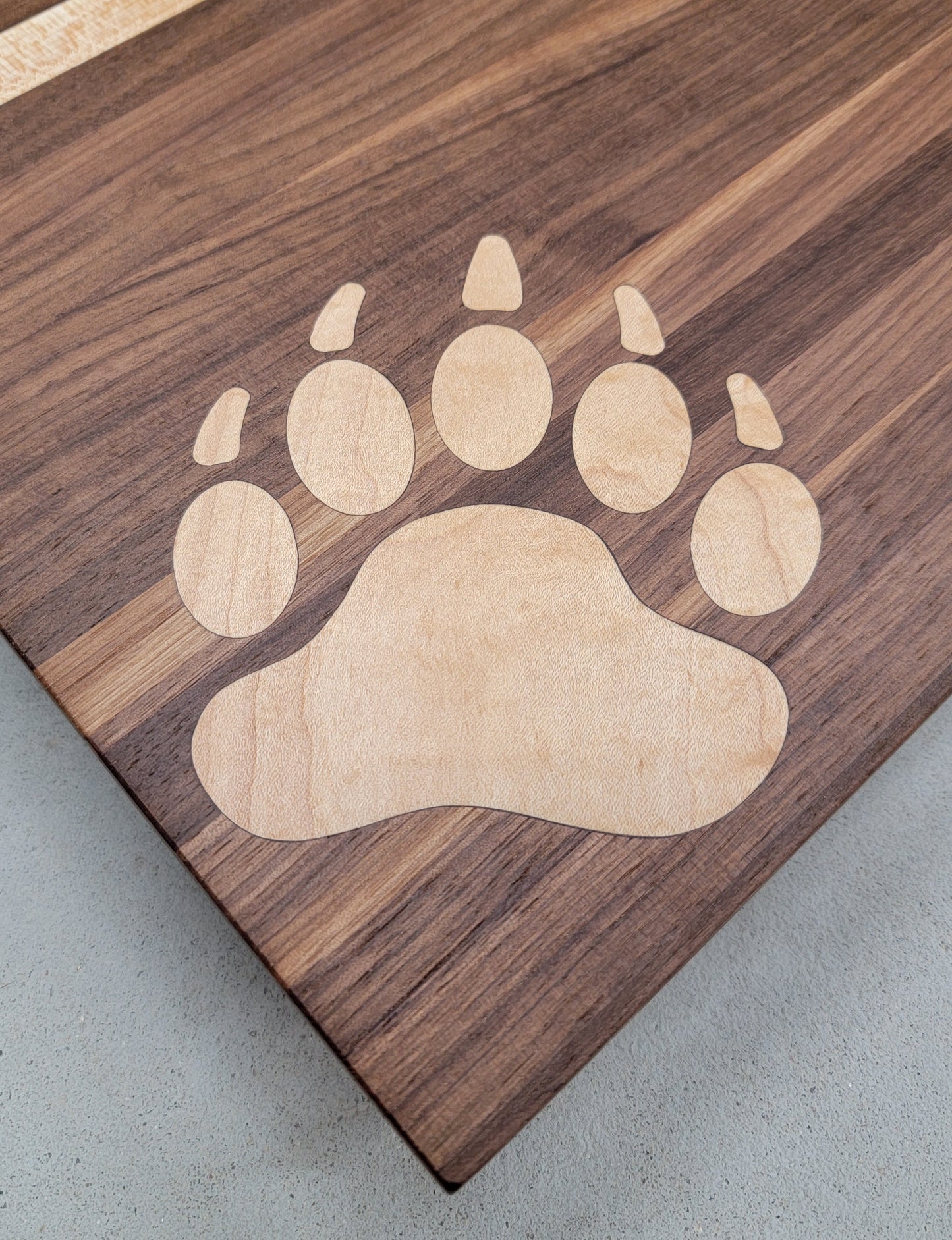 Walnut and Maple Wood Cutting Board - Bear