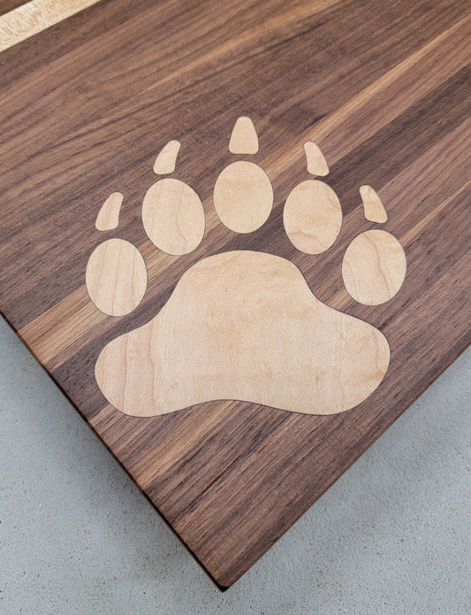 Walnut and Maple Wood Cutting Board - Bear