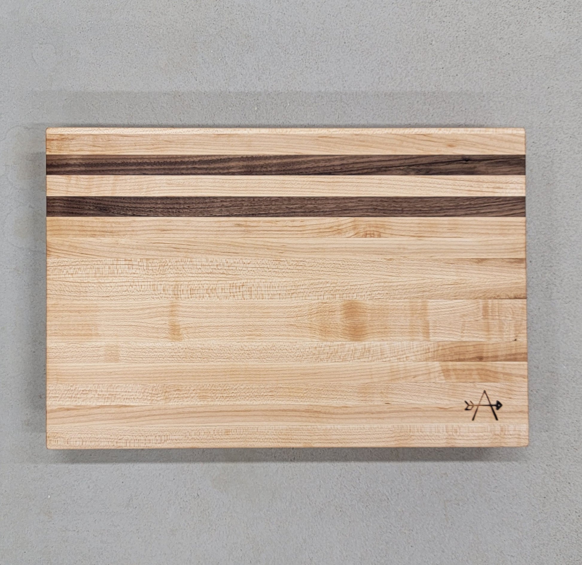 Maple and walnut wood cutting board 12" by 18"  by 2"