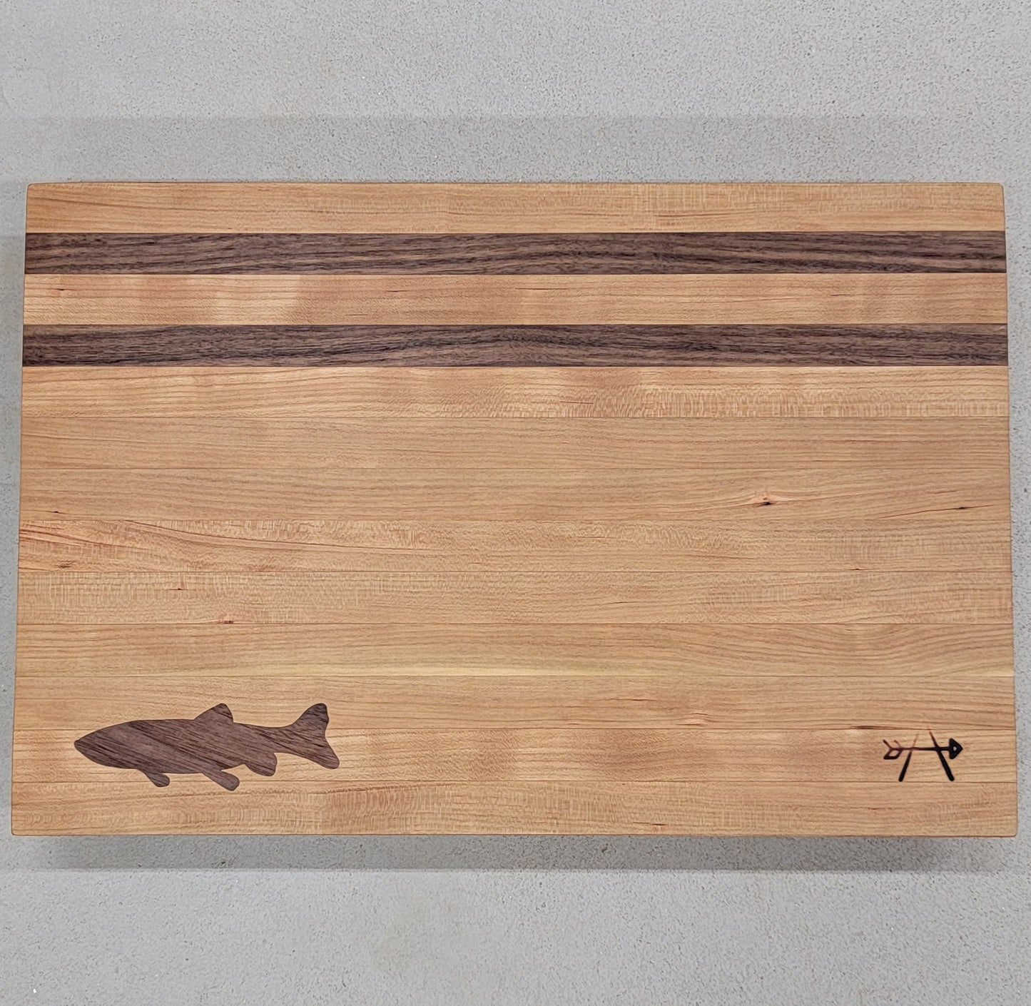 " Trout " Cherry and Walnut Wood Cutting Board