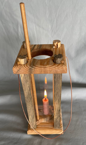 wooden 19th century copy wooden lantern made from blue pine wood