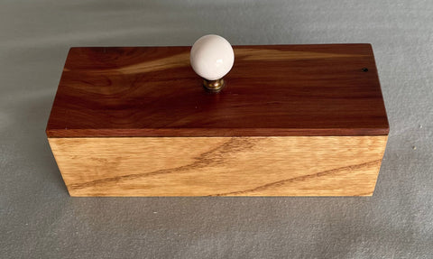 Wooden Keepsake Box with Porcelain Knob