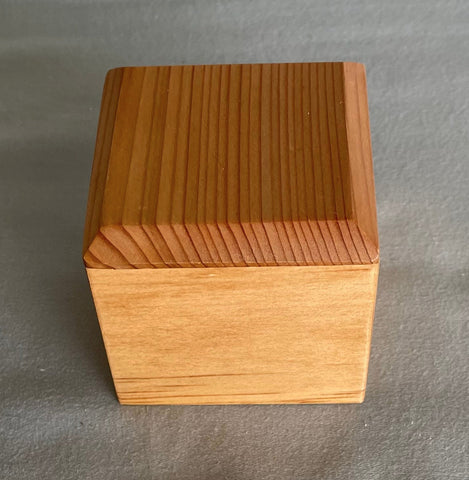 Small wood gift box  Very simple, but exquisite  Just right to hold that special jewelry gift  Made with a Cedar top and Pine base  2.5" square x 2.5" tall