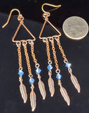 Copper Feather Earrings Triangle