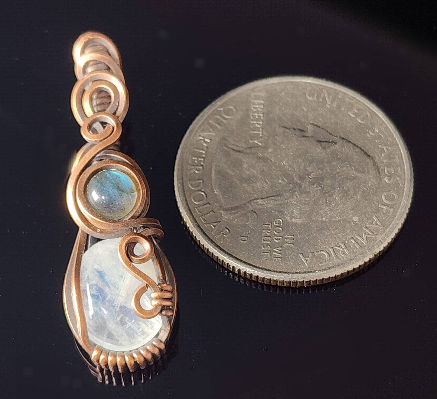Moonstone and Labradorite Micro Pendant