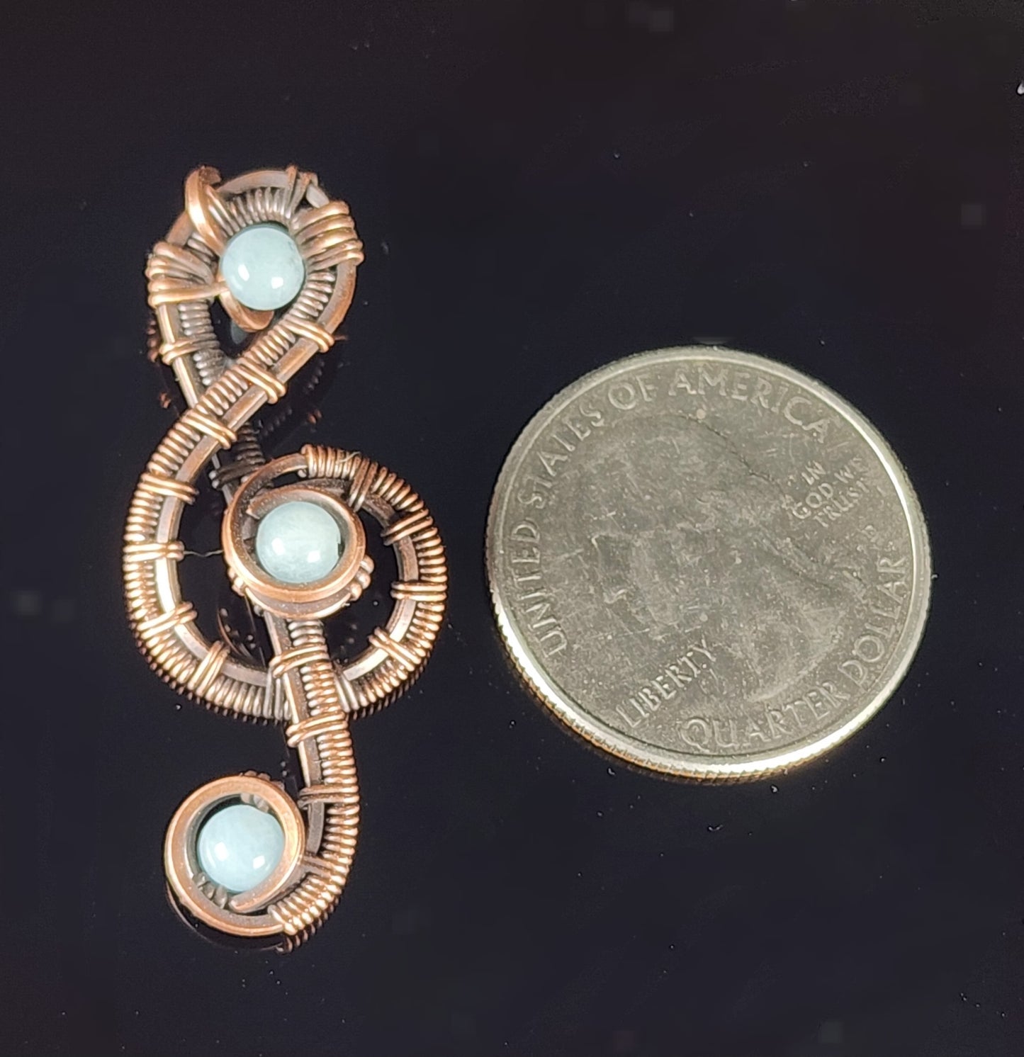 Treble Clef with Aquamarine Pendant