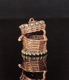 Woven Copper Basket Pendant Necklace