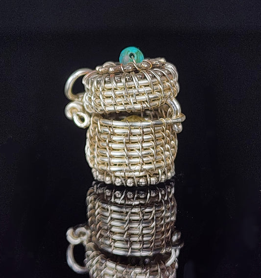Necklace - Woven Silver Basket Pendant