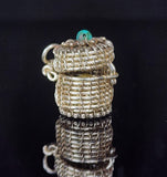 Woven Silver Basket Pendant Necklace