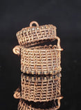 Woven Essential Oil Bead Copper Basket Pendant Necklace