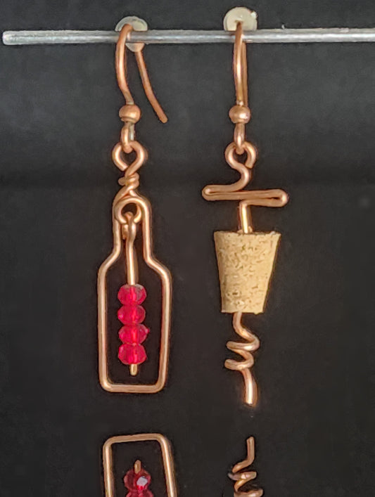 Wine Bottle and Corkscrew Earrings