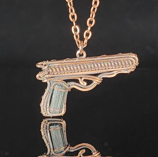 Tourmaline Pistol Pendant Necklace