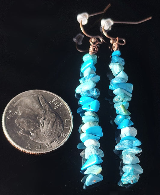 Earrings - Turquoise Chips Dangle