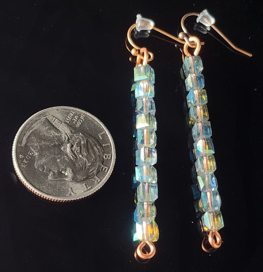 Earrings - Green Labradorite Cut Crystal Dangle