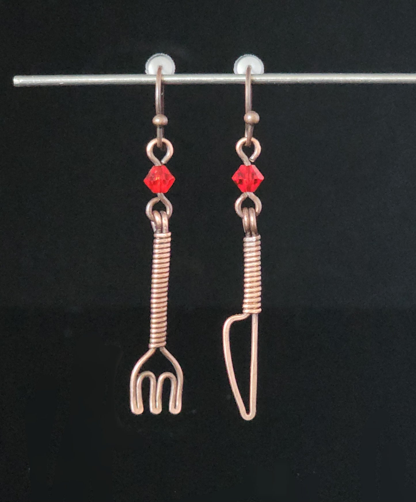 Fork and Knife in Red Earrings