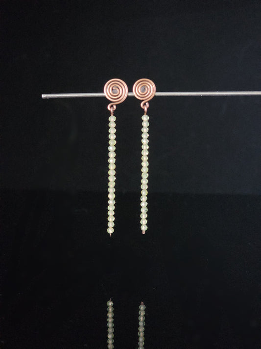 Earrings - Copper Swirl with Peridot Stud