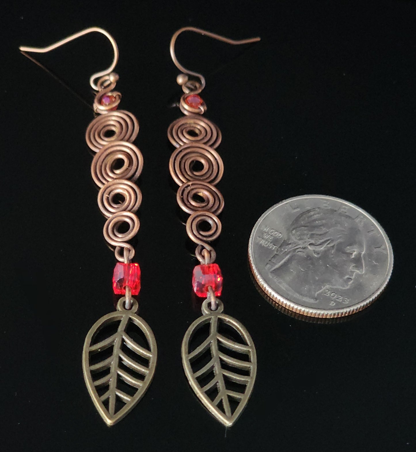 "Copper Leaf " Spiral Earrings