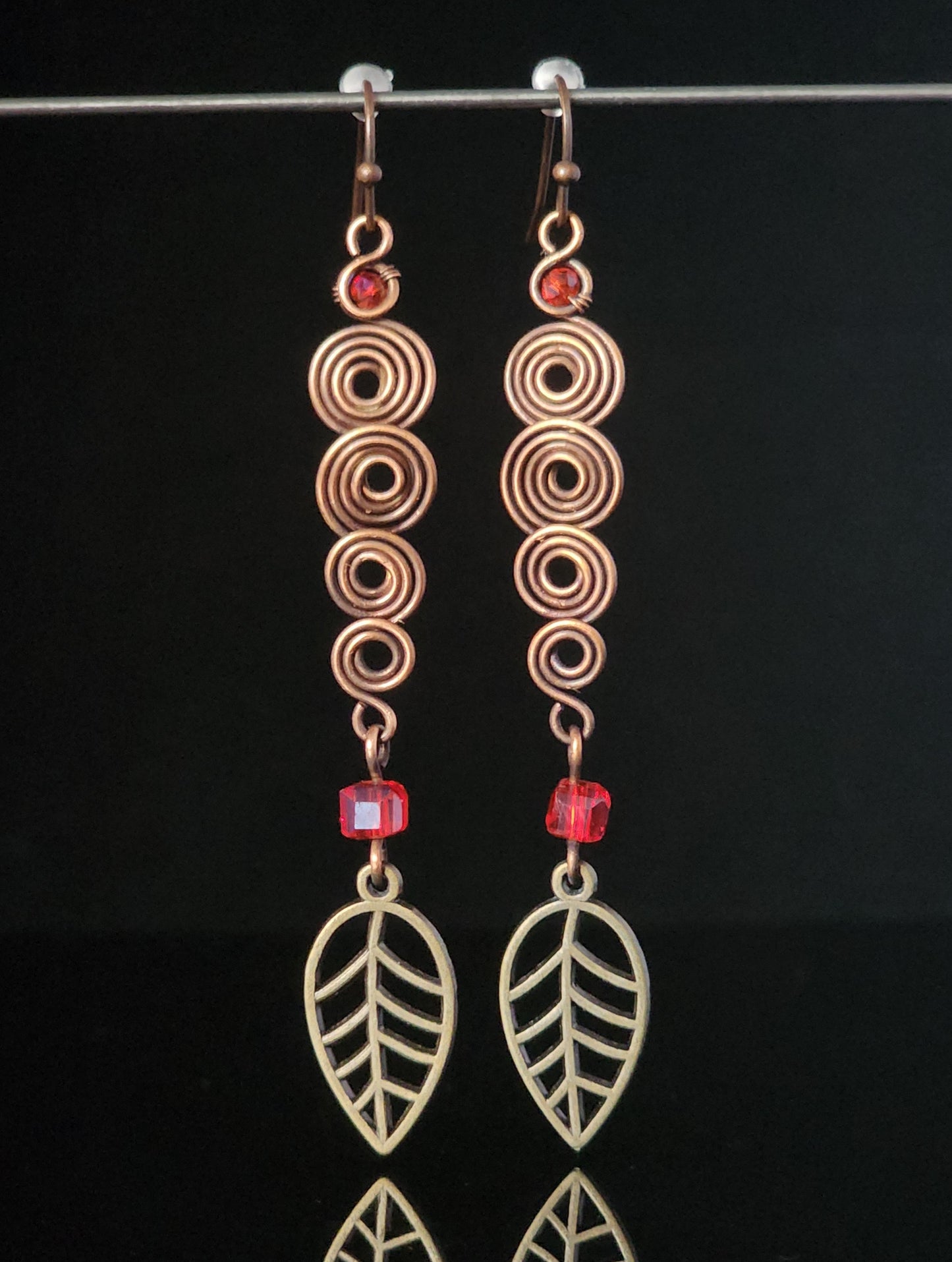 "Copper Leaf " Spiral Earrings