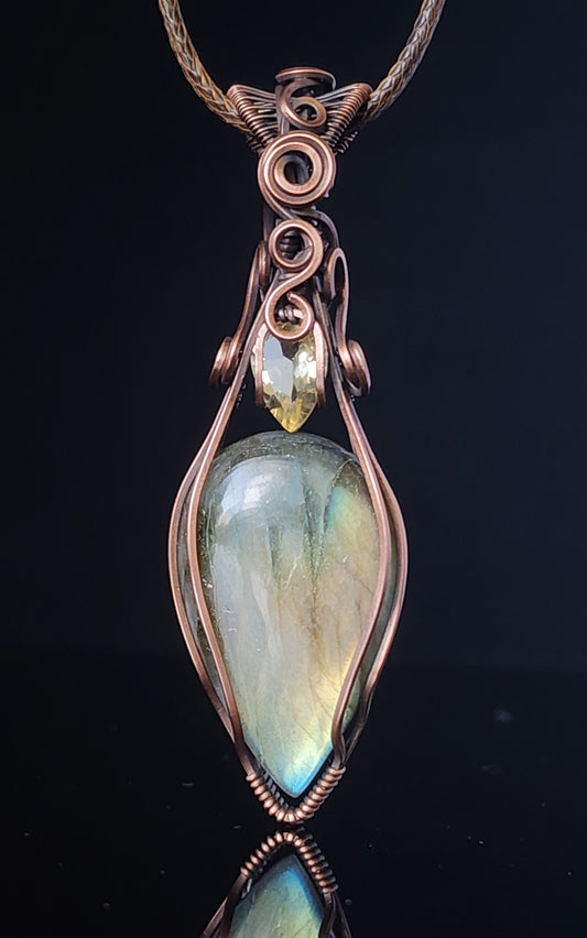 Labradorite and Lemon Topaz Pendant Necklace