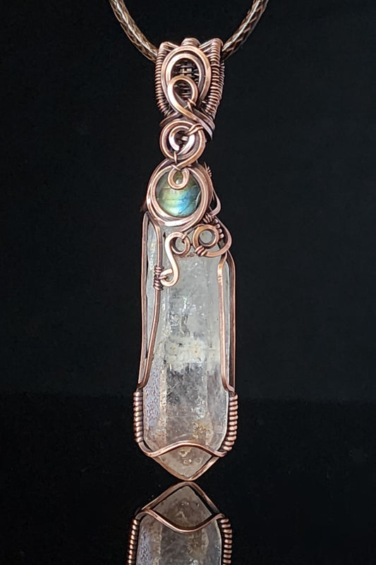 Quartz Crystal with Labradorite Pendant Necklace
