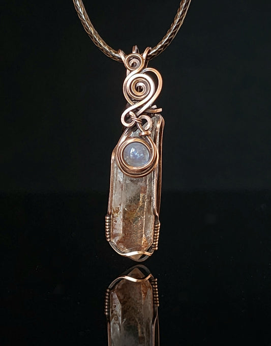 Quartz Crystal with Moonstone Pendant Necklace
