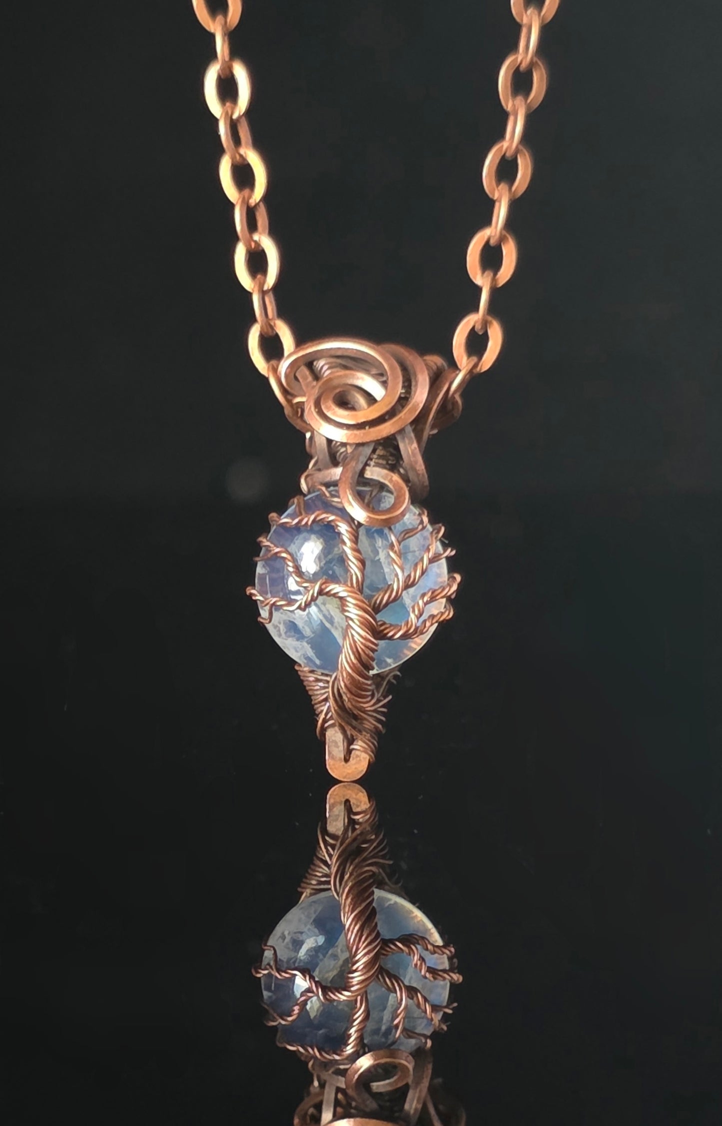 Necklace - Micro Pendant - Tiny Tree with Moonstone