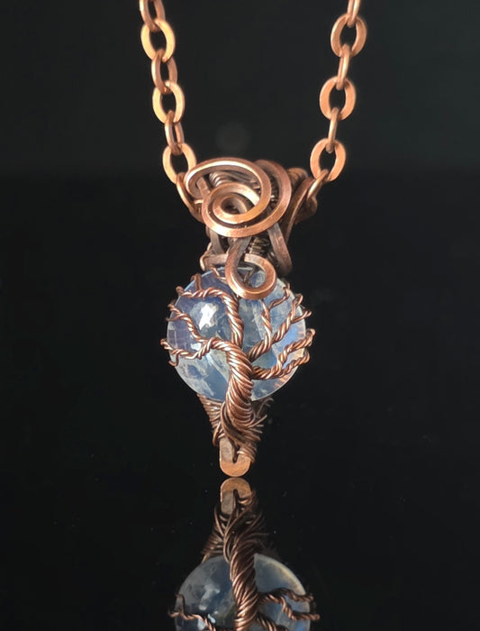 Necklace - Micro Pendant - Tiny Tree with Moonstone