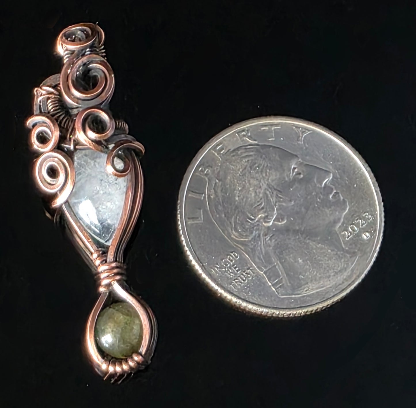 Necklace - Micro Pendant - Moonstone and Labradorite