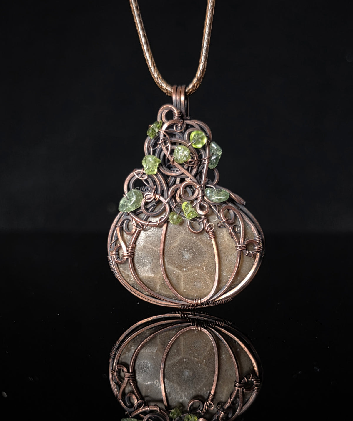 Necklace - Pumpkin Pendant - Petoskey Stone