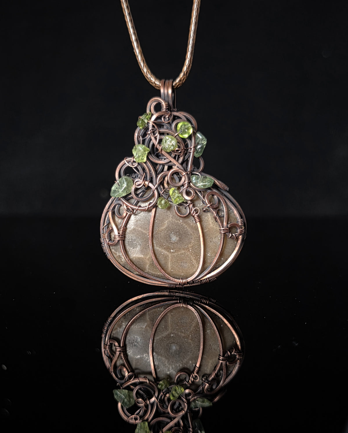 Necklace - Pumpkin Pendant - Petoskey Stone