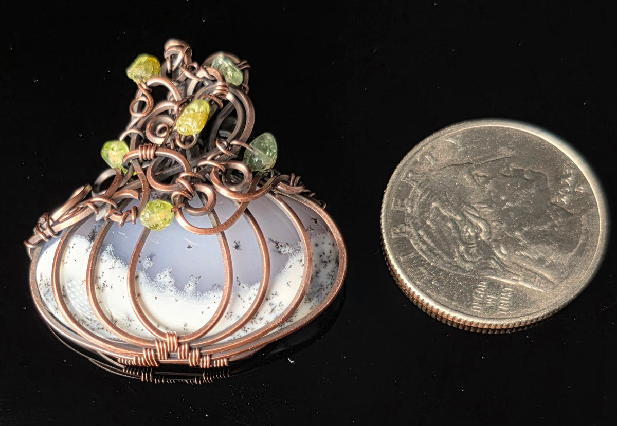 Necklace - Pumpkin Pendant - Dendritic Agate
