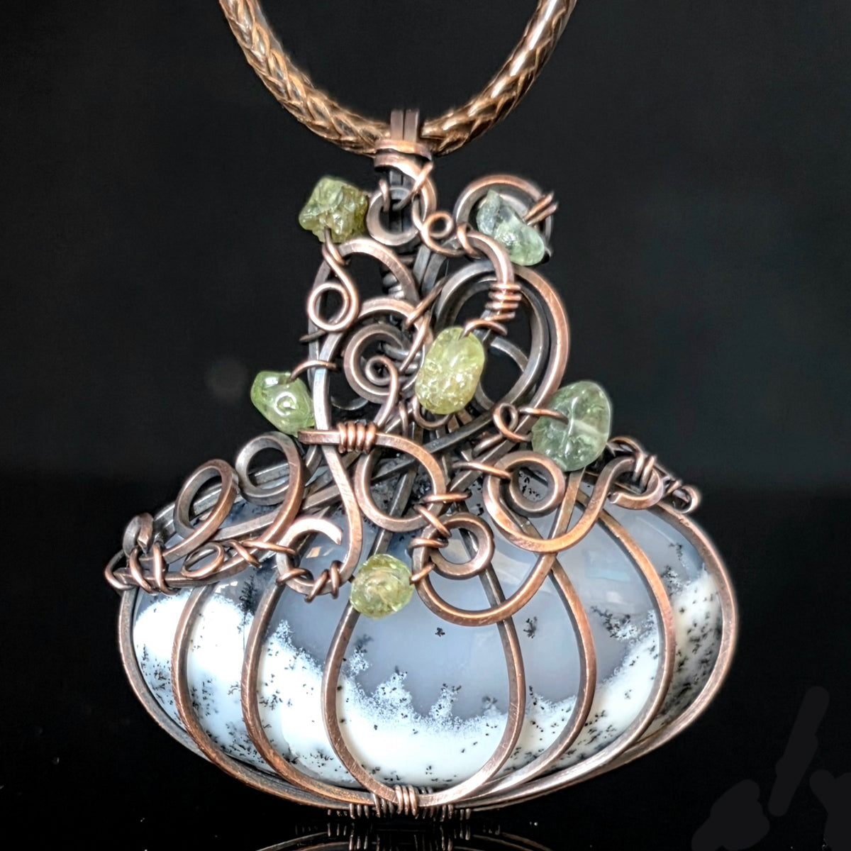 Necklace - Pumpkin Pendant - Dendritic Agate