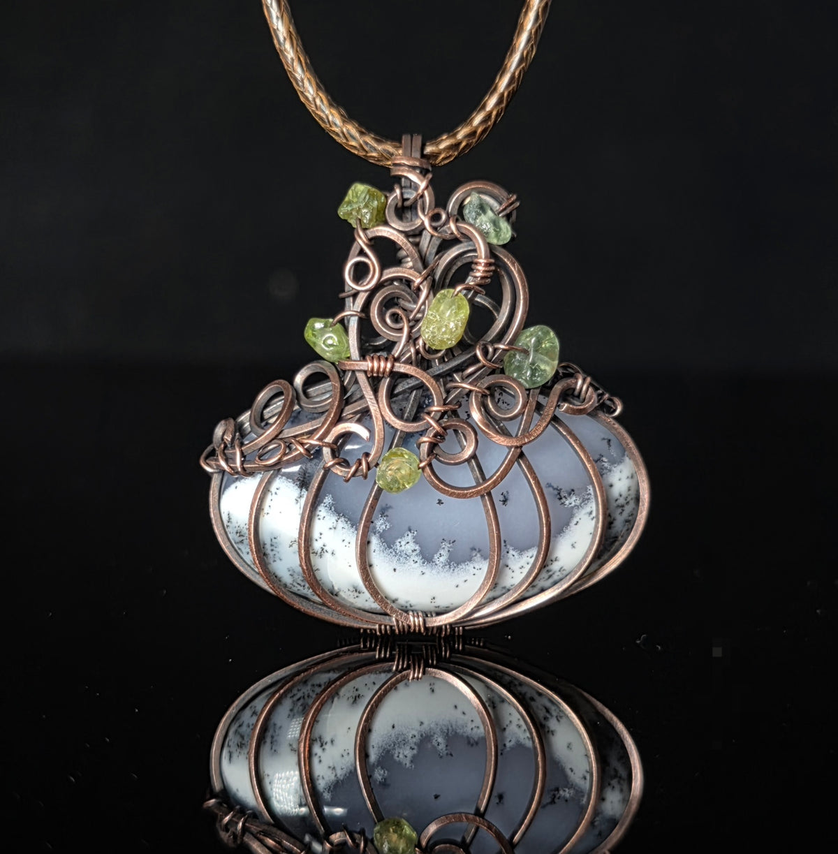 Necklace - Pumpkin Pendant - Dendritic Agate